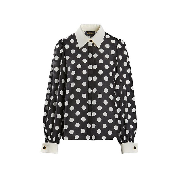 Camicia in pura seta fantasia a pois luisa spagnoli per happy friday 