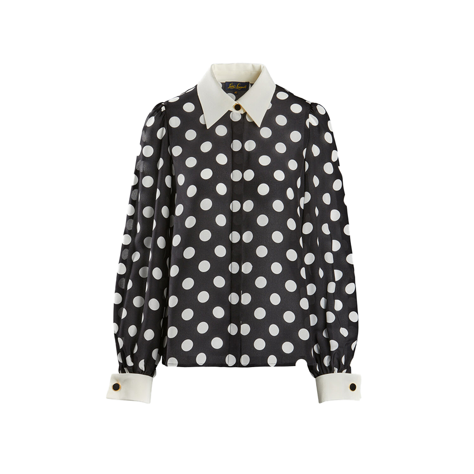 Camicia in pura seta fantasia a pois luisa spagnoli per happy friday 