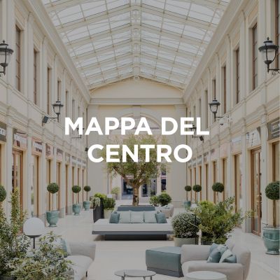 L'immagine mostra una parte del Franciacorta Designer Village. Sopra di essa è posizionato il testo: “Mappa del centro”.