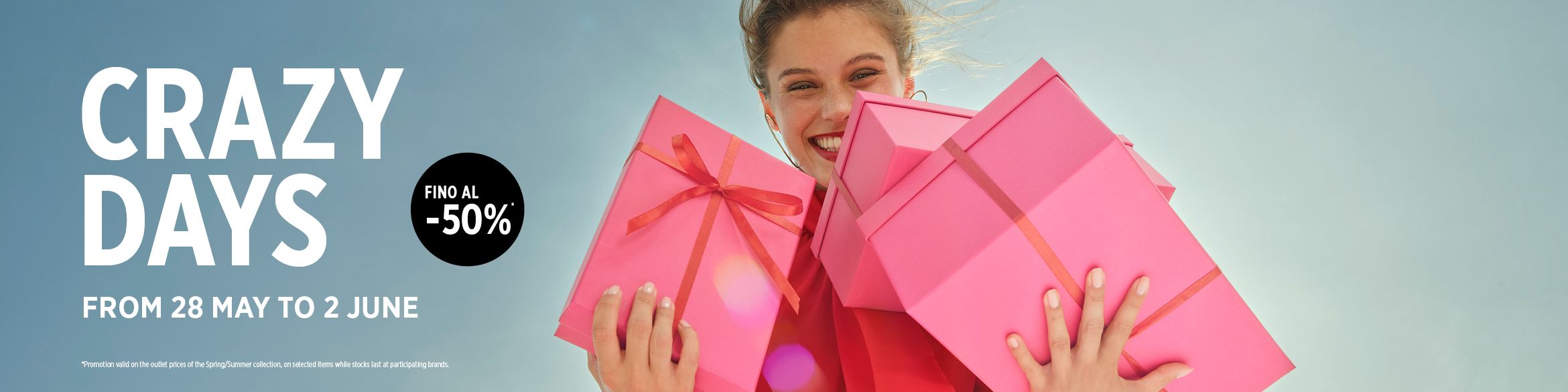 You can look forward to discounts of up to 50% off the outlet price of the Spring/Summer collection.
